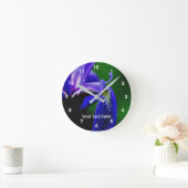 Blaue Flagge Iris Blume Petal Nature Runde Wanduhr (Zuhause)