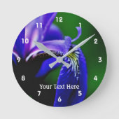 Blaue Flagge Iris Blume Petal Nature Runde Wanduhr (Vorderseite)