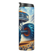 Blaue Flame Monster Truck Wüste Thermosbecher (Nach rechts gedreht)
