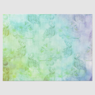 Blaue Flamingos und Hibiskus Seidenpapier