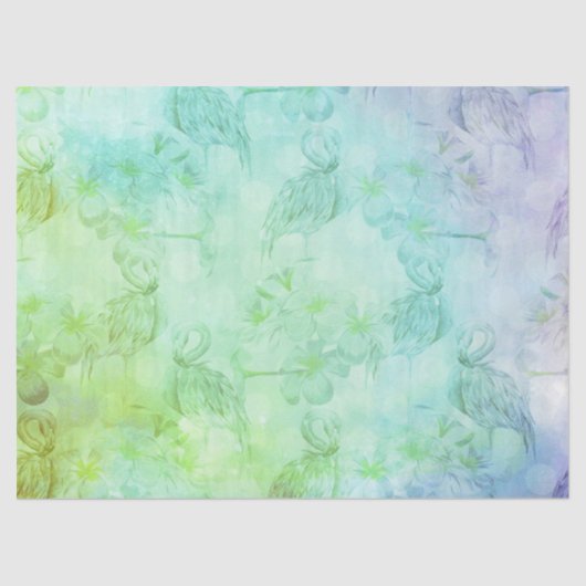 Blaue Flamingos und Hibiskus Seidenpapier (Vorderseite)