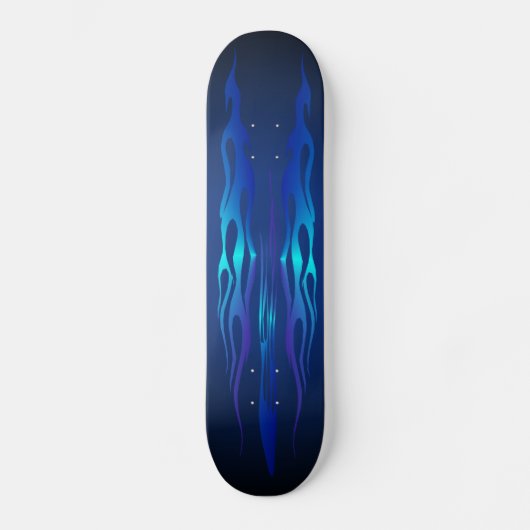 Blaue Flamme auf blauem Skateboard (Vorderseite)