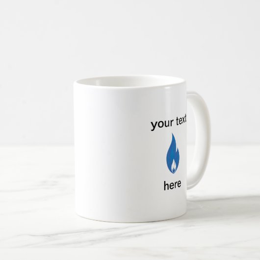 Blaue Flamme / Feuer / Rauch bearbeitbarer Text au Kaffeetasse (VorderseiteRechts)