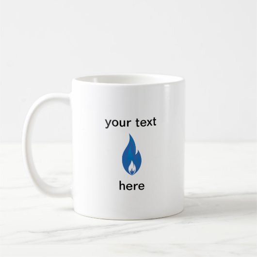 Blaue Flamme / Feuer / Rauch bearbeitbarer Text au Kaffeetasse (Links)