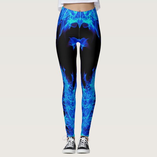 Blaue Flammen-Feuer-Leggings Leggings (Vorderseite)