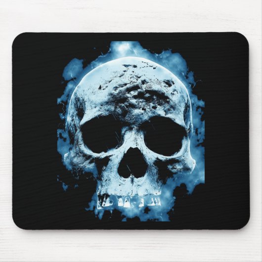 Blaue Flammen-Halloween-Todesschädel Mousepad (Vorne)