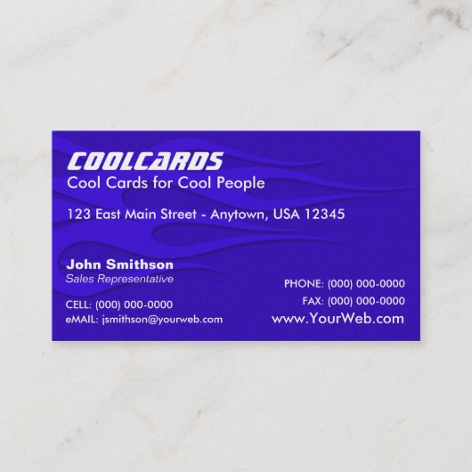 Blaue Flammen-Visitenkarte Visitenkarte (Vorderseite)