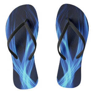 Blaue Flammenwirbel Dunkle Flip Flops Badesandalen