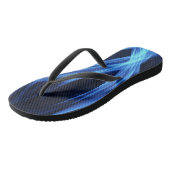 Blaue Flammenwirbel Dunkle Flip Flops Badesandalen (Schrägansicht)