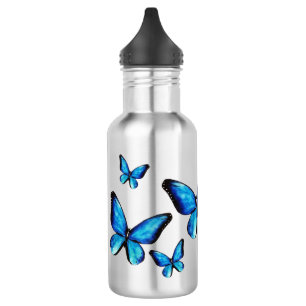 Blaue Flasche Morphe Schmetterling Wasserfarbe Was Edelstahlflasche