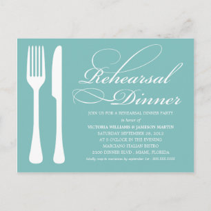 BLAUE FLATWARE   PROBE DINNER INVITE EINLADUNGSPOSTKARTE