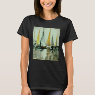Blaue Flaxen Gelb und Griechen Segeln auf Stillwas T-Shirt