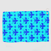 Blaue Fleur-de-lis-Musterdesign Golfhandtuch (Horizontal)