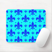Blaue Fleur-de-lis-Musterdesign Mousepad (Mit Mouse)