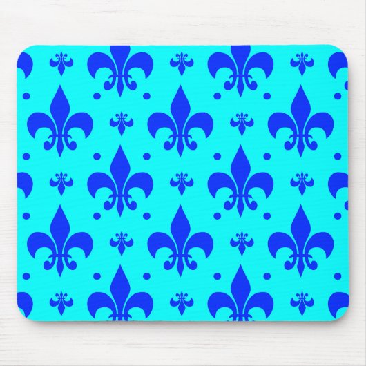 Blaue Fleur-de-lis-Musterdesign Mousepad (Vorne)