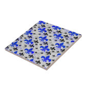 Blaue Fleur De Lis Oberflächenmuster Design Fliese (Seite)