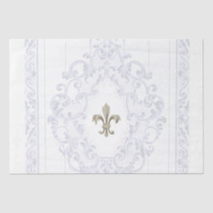 Blaue Fleur-de-Lis-Rollenrahmen-Grenze Decoupage Seidenpapier