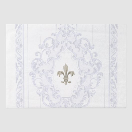 Blaue Fleur-de-Lis-Rollenrahmen-Grenze Decoupage Seidenpapier (Vorderseite)