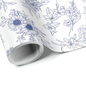 blaue fleurs de saison geschenkpapier (Rolleneckpunkt)