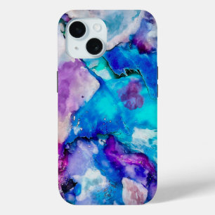 Blaue Flieder Teal Abstrakte Wasserfarbe Case-Mate iPhone Hülle