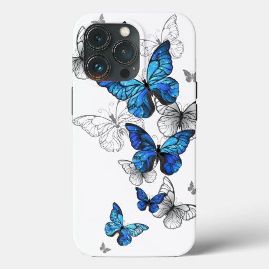 Blaue fliegende Schmetterlinge Morpho Case-Mate iPhone Hülle (Rückseite)