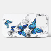 Blaue fliegende Schmetterlinge Morpho Case-Mate iPhone Hülle (Rückseite (Horizontal))