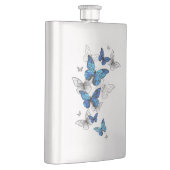 Blaue fliegende Schmetterlinge Morpho Flachmann (Rechts)