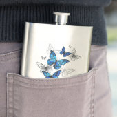 Blaue fliegende Schmetterlinge Morpho Flachmann (Beispiel)