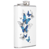 Blaue fliegende Schmetterlinge Morpho Flachmann (Rechts)