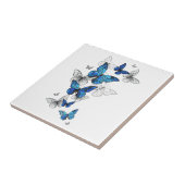 Blaue fliegende Schmetterlinge Morpho Fliese (Seite)