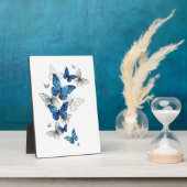 Blaue fliegende Schmetterlinge Morpho Fotoplatte (Seite)