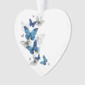 Blaue fliegende Schmetterlinge Morpho Ornament (Vorderseite)