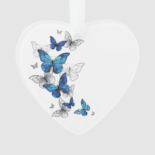 Blaue fliegende Schmetterlinge Morpho Ornament (Vorderseite)