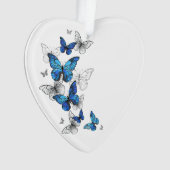 Blaue fliegende Schmetterlinge Morpho Ornament (Vorderseite)
