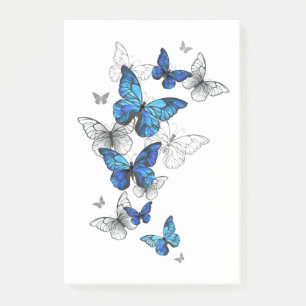 Blaue fliegende Schmetterlinge Morpho Post-it Klebezettel