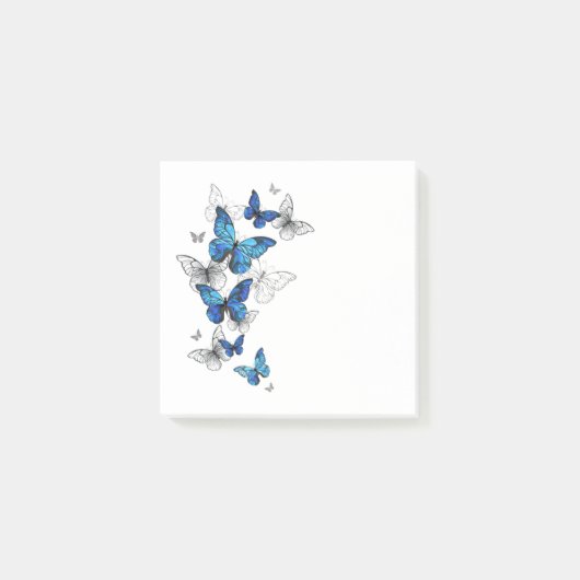 Blaue fliegende Schmetterlinge Morpho Post-it Klebezettel (Vorderseite)