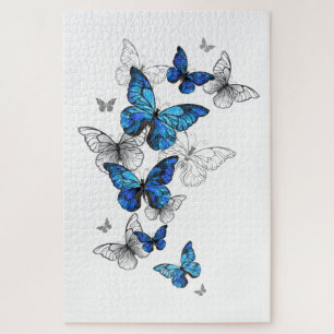 Blaue fliegende Schmetterlinge Morpho Puzzle
