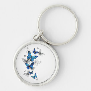 Blaue Fliegende Schmetterlinge Morpho Schlüsselanhänger