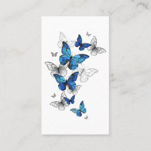 Blaue fliegende Schmetterlinge Morpho Telefonnummerkarte