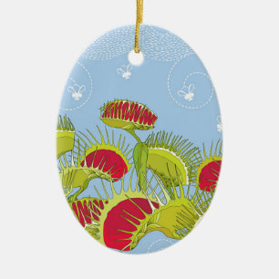 Blaue Fliegenfalle Keramik Ornament