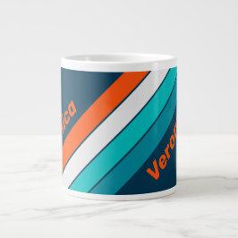 Blaue Fliegenstriped mit Namen Jumbo-Tasse