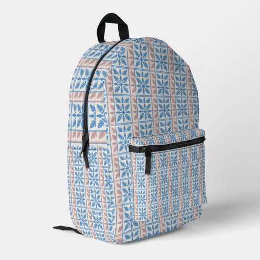 Blaue Fliese Bedruckter Rucksack (Rückseitige Ecke links)