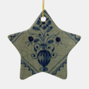 Blaue Fliese Delfts - Vase mit Blumen und Keramik Ornament