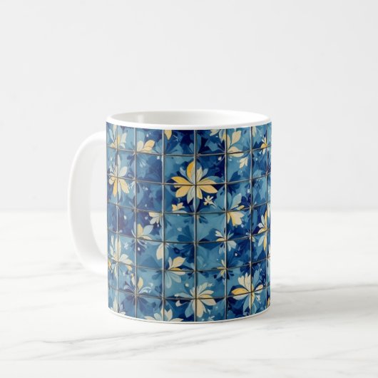 Blaue Fliese Kaffeetasse (Vorderseite Links)