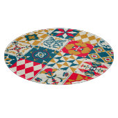 Blaue Fliese: Vintage-Mosaik-Hintergrund. Schneidebrett (Ecke)