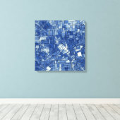 Blaue Fliesen auf Square Leinwand (Insitu (Holzboden))