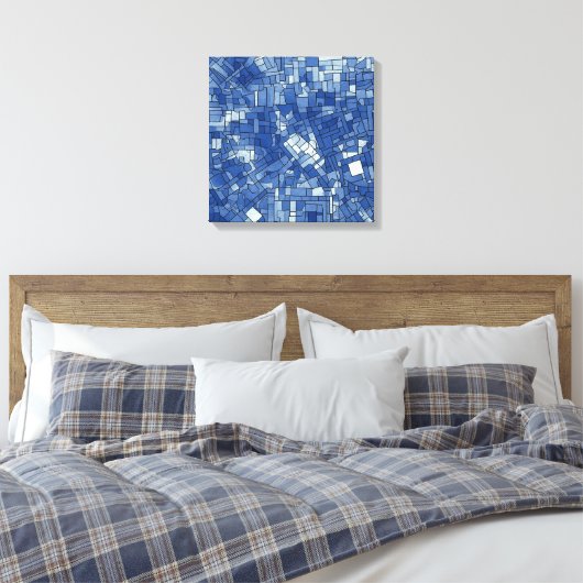 Blaue Fliesen auf Square Leinwand (Insitu (Schlafzimmer))