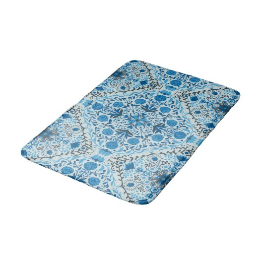 Blaue Fliesen Badematte (Schrägansicht)