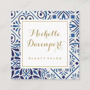 Blaue Fliesen bleiben auf der Quadratkarte Quadratische Visitenkarte