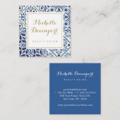 Blaue Fliesen bleiben auf der Quadratkarte Quadratische Visitenkarte (Vorne/Hinten)